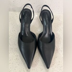 Tony Bianco Peta black leather slingback pump